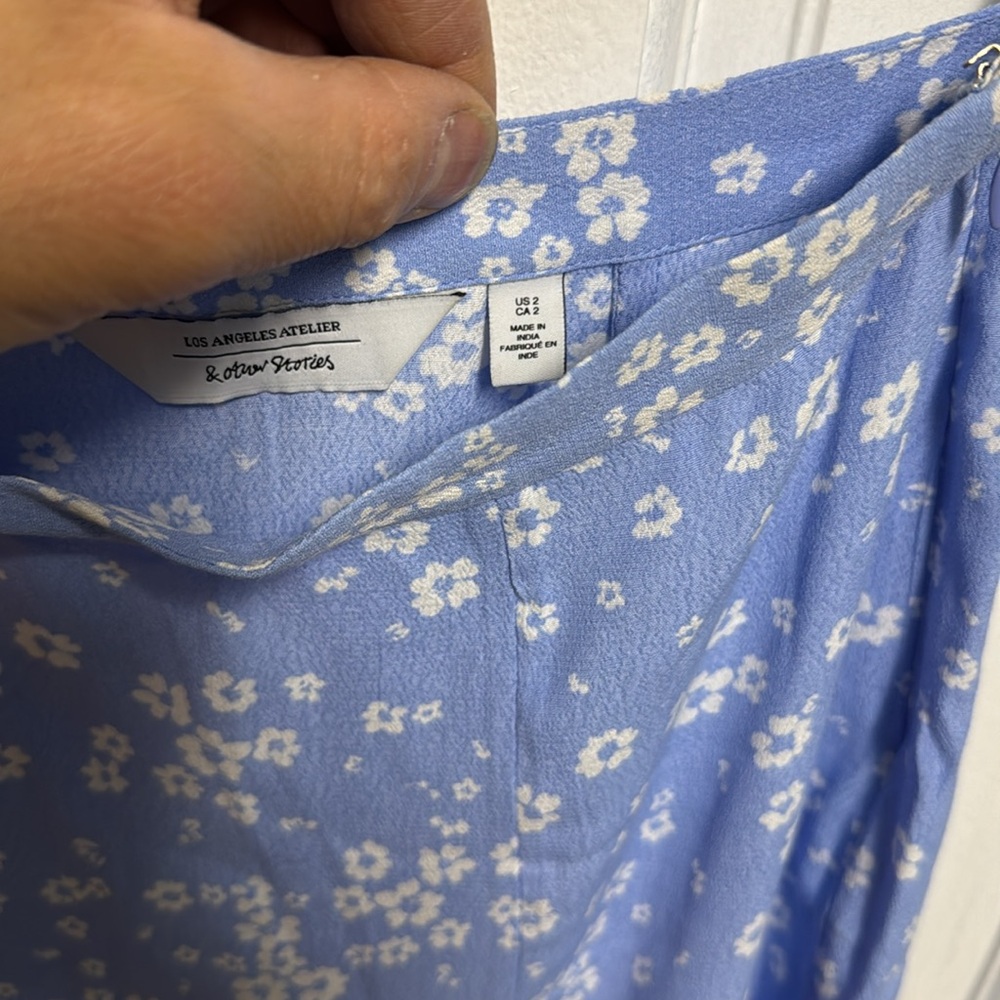 & Other Stories Blue Wrap Midi Skirt - Picture 3 of 5
